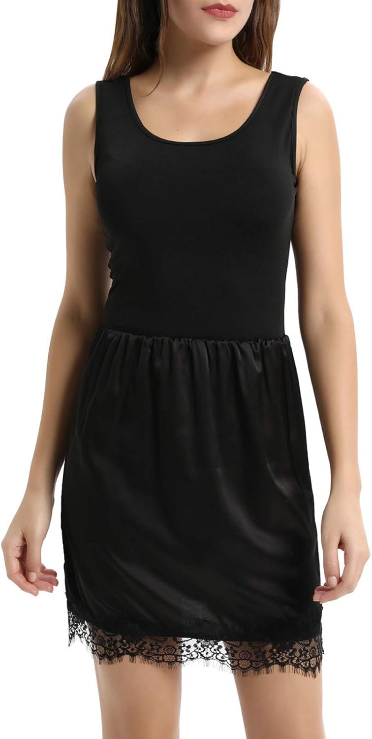 Kate Kasin Women Underdress V Neck Chemise Sleepwear Lace Trim Full Slips at  Women’s Clothing store