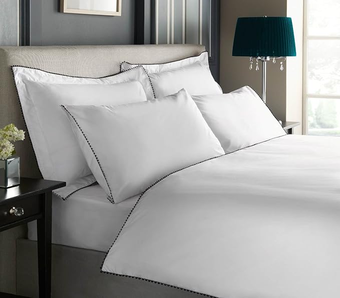 White King Size Duvet Cover with Black Trim Portobello by Boutique
