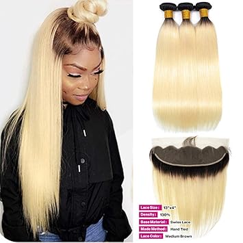 Amazon Com Tuneful 1b 613 Brazilian Straight Hair Bundles With