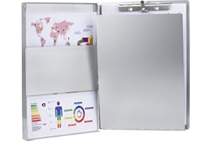 ZCZN Aluminum Clipboard with Storage and Clip Recycled, Clipboard Folder, Sturdy Letter Size Recycle Metal Form Holder for Business Office Medical Professionals, Letter Size (Silver)