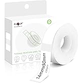 PARLAIM Printing Label Stickers 130pcs 14X50mm (1/2" X1 7/8") Self Adhesive Thermal Label Tape in Dispenser Box Compatible with D30 Labels Maker for Home Office School White
