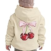 Tuislay Cute Cherry Hoodie For Girls Bow Graphic Hoodies Kids Long Sleeve Hooded Sweatshirt Preppy Coquette Clothes Pullover