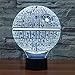 3D Lamp Death Star Table Lamp Optical Illusion Visual Led Night Light for Star Wars, Elstey 7 Colors with Acrylic Plate& ABS Base& USB Charge, Touch Sensitive Switch Lights