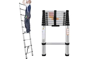 JUPITOR Telescoping Ladder 8FT Aluminum Telescoping Extension Ladder, Collapsible Ladder Attic Ladder Rv Ladder, Portable Telescopic Ladder for Outdoor Working & Household Use, Folding Ladder 330lb Capacity