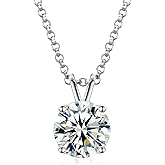 TUHE Moissanite Necklace 0.1-12 Carats 18K Gold Vermeil 925 Sterling Silver Necklace 3-15MM Solitaire D Color VVS1 Round Lab Created Moissanite Pendant Dainty Gold Necklaces for Women Valentines Gifts