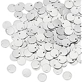 UNICRAFTALE 200pcs 304 Stainless Steel Pendants 8mm Diameter Flat Round Stamping Blank Tag Metall Charms 1mm Small Hole for Necklace Earring Jewelry Making