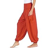 HOMECLASS6 Thai Harem Pants Women, Casual Bohemian Hippie Boho Yoga Pants with Deep Pockets