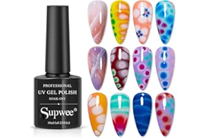 SUPWEE Universal Clear Blossom Gel Nail Polish Nail Painting Blooming Gel Polish Flower Marble Effect Nail Art Soak Off UV Gel Manicure DIY Nail Design At Home 1 Bottle 10ML(0.33 Fl Oz)