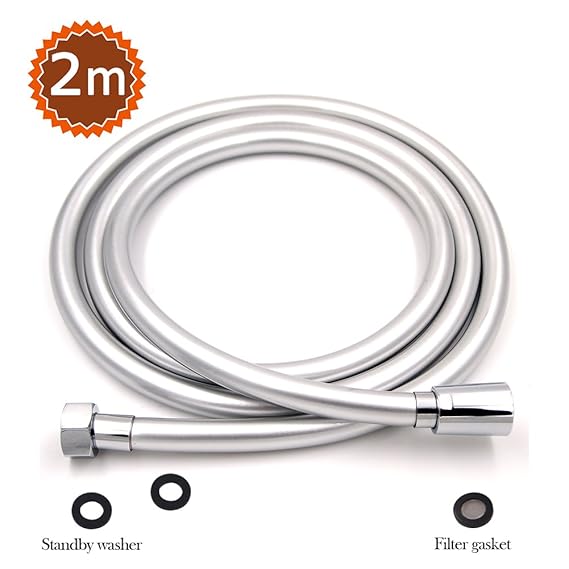 STARBATH Brauseschlauch 2m Silverflex Duschschlauch - PVC Anti-Knick Anti-Explosion Duschkopf Schlauch mit Messing, Chrom