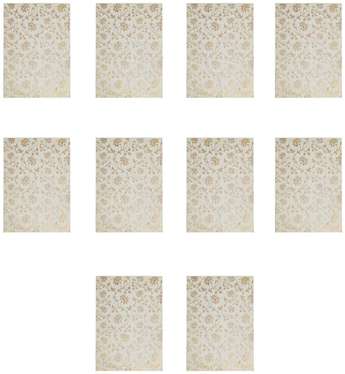 Purpledip Paper Card-Envelope Pack (Set of 10) 'White Flowers': Handmade Organic Paper Cards 6 * 4 inches for Personalized Greetings (11454C)