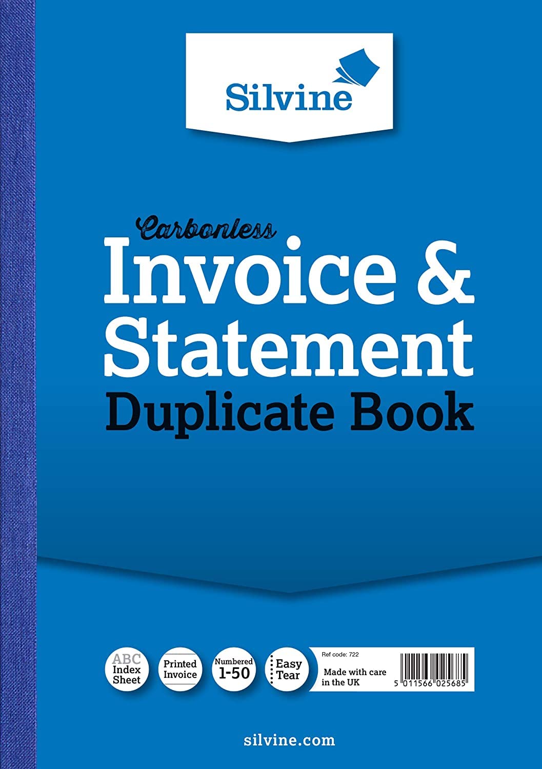 Silvine A5 Carbonless Duplicate Invoice & Statement Book - Numbered 1-100 with Index Sheet