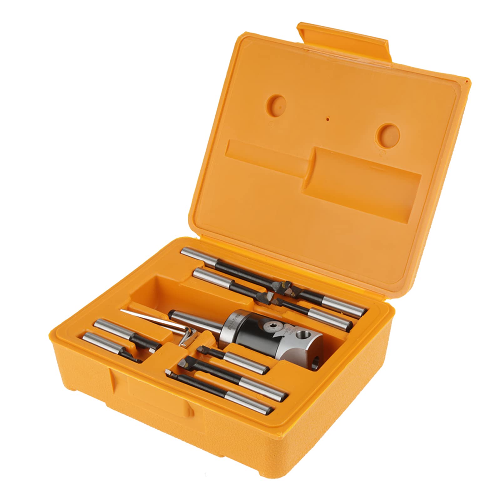 Boring Head, Boring Tool Set, Boring Head Set, 50mm Carbide Boring Head MT2 -M10 F1-12, with 9pcs 12mm Boring Bars Milling Machine Accessories