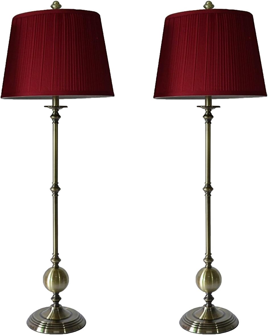 Urbanest Set of 2 37inch Tall Bastille Buffet Lamps in Antique Brass