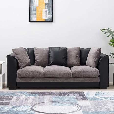 Wellgarden Faux Leather And Fabric 3 Seater Sofa Corner Group Sofa