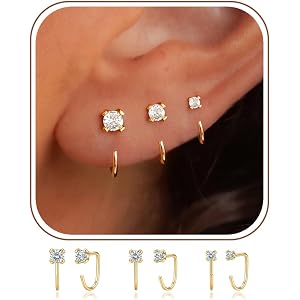 Backless Half Hoop Earrings Stay Close Hoops for Women Gold Silver Plated | No Back Poke Free Comfort Fit, Sleep in Earrings,