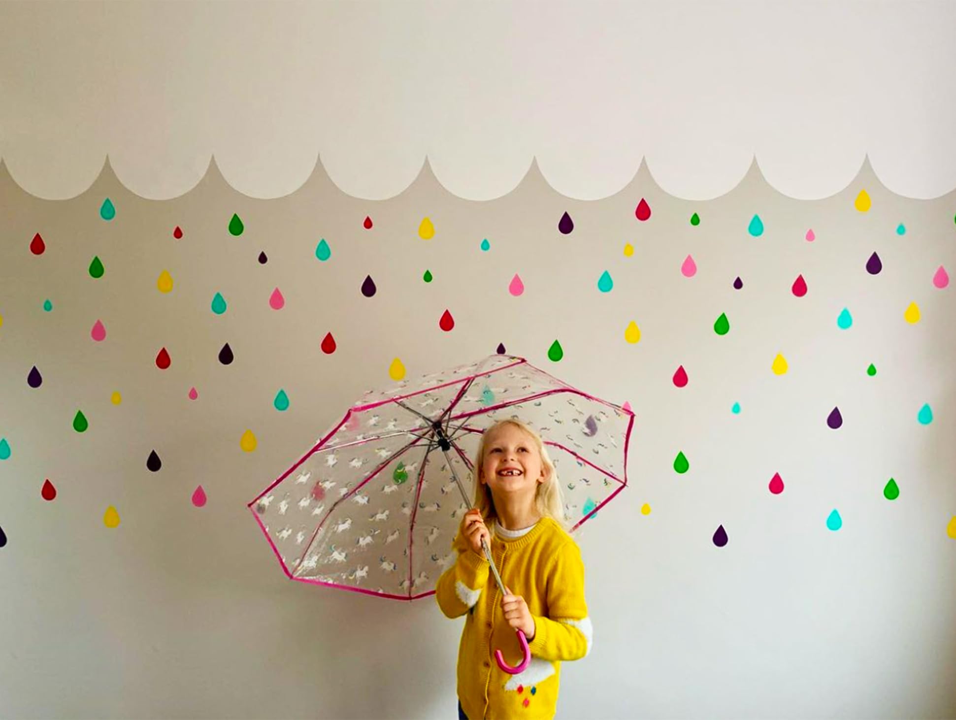 Raindrop Wall Stickers 88 Pcs Rainbow Colours Baby Room Kids Bedroom Spots Decals Nursery Playroom Decoration Child Kid Boy Girl Removable Vinyl Home Decor 11 Sheets (8 Stickers of Each Colour)