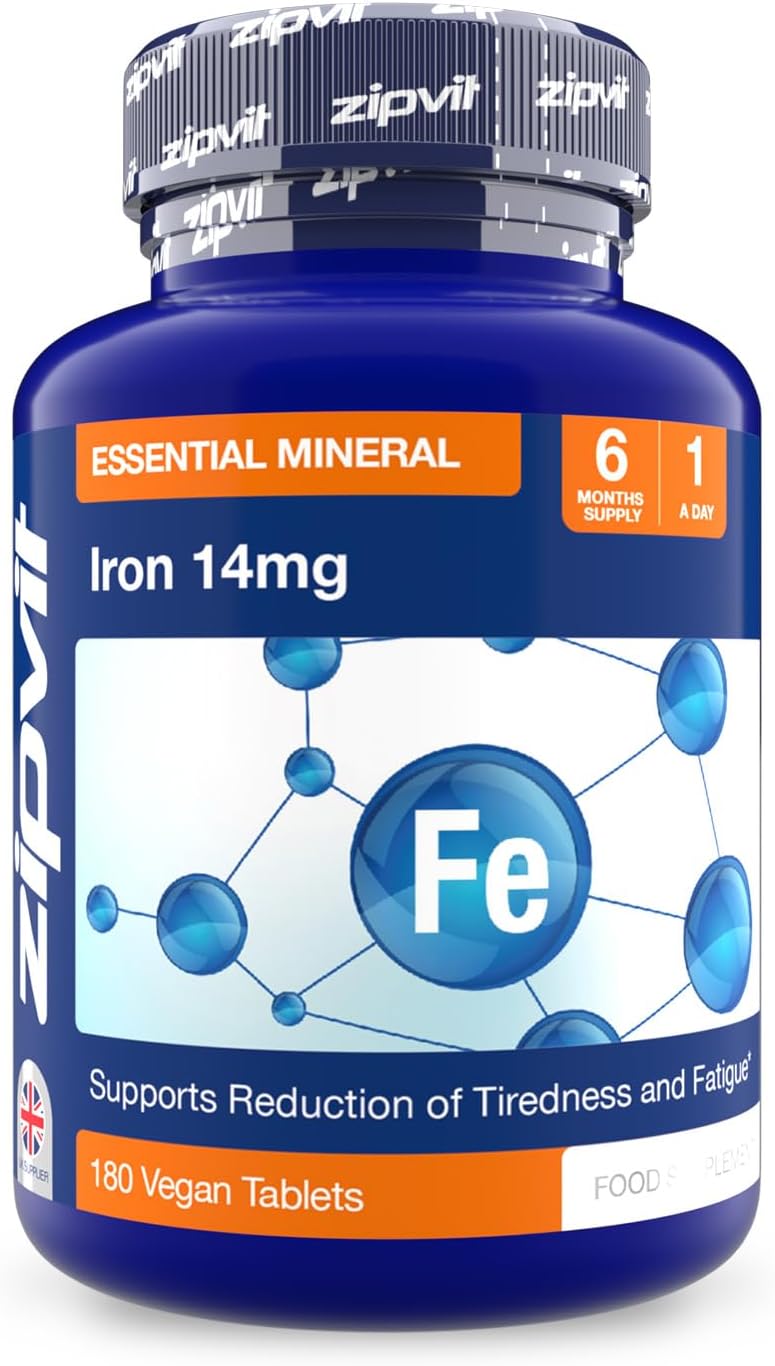 Zipvit Iron Tablets 14mg - High Strength Vegan Iron for Energy & Immunity