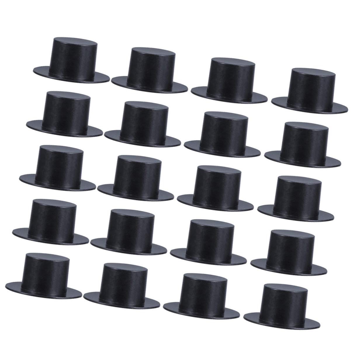 STOBOK Mini Black Top Hats 50pcs, 4.1x4.1x1.9cm Mini Plastic Top Hats DIY Snowman Decoration Miniature Top Hats for Art and Crafts Material Clown Hat for Doll Toy Handcraft - Black