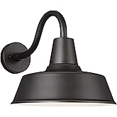 Sea Gull Generation Lighting 1-Light Barn Light Gooseneck Outdoor Wall Lamp Bronze 8837401-71, Dark Sky Outdoor Light Fixture