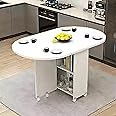 Folding Dining Table on Casters Retractable Dining Table Extendable Dining Table Seats 4-6 Movable Extendable Kitchen Table Kitchen Table Dining Table gateleg Table Space Saving (Color : G, Size : L