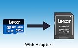 Lexar 512GB Micro SD Card microSDXC UHS-I A2 U3 V30 Class 10 + SD Adapter 100MBs view 2
