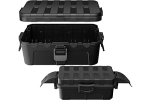 Flemoon 2-Piece Outdoor Waterproof Electrical Box Set – 12.5" x 8.5" x 5" Large & 8.1" x 4.9" x 3.1" Small Weatherproof Electrical Boxes for Power Strips, Outlets, Holiday String Lights, Black