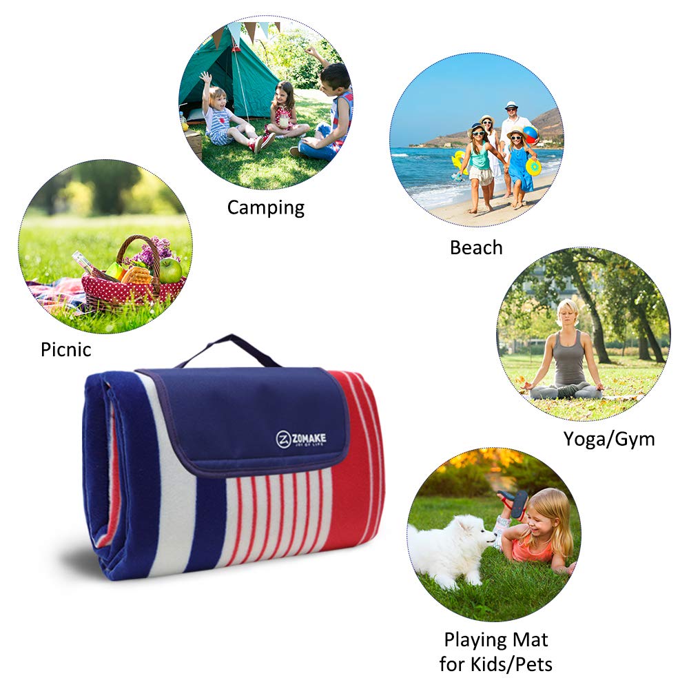 Outdoor Blanket with Waterproof Backing for Family Concerts,Beach,Park