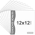 Somime 10 Pack Backing Boards, 12x12 Uncut White Mats Matboards, Acid-Free Backerboards for Art Prints, Ideal for Photos, Pic