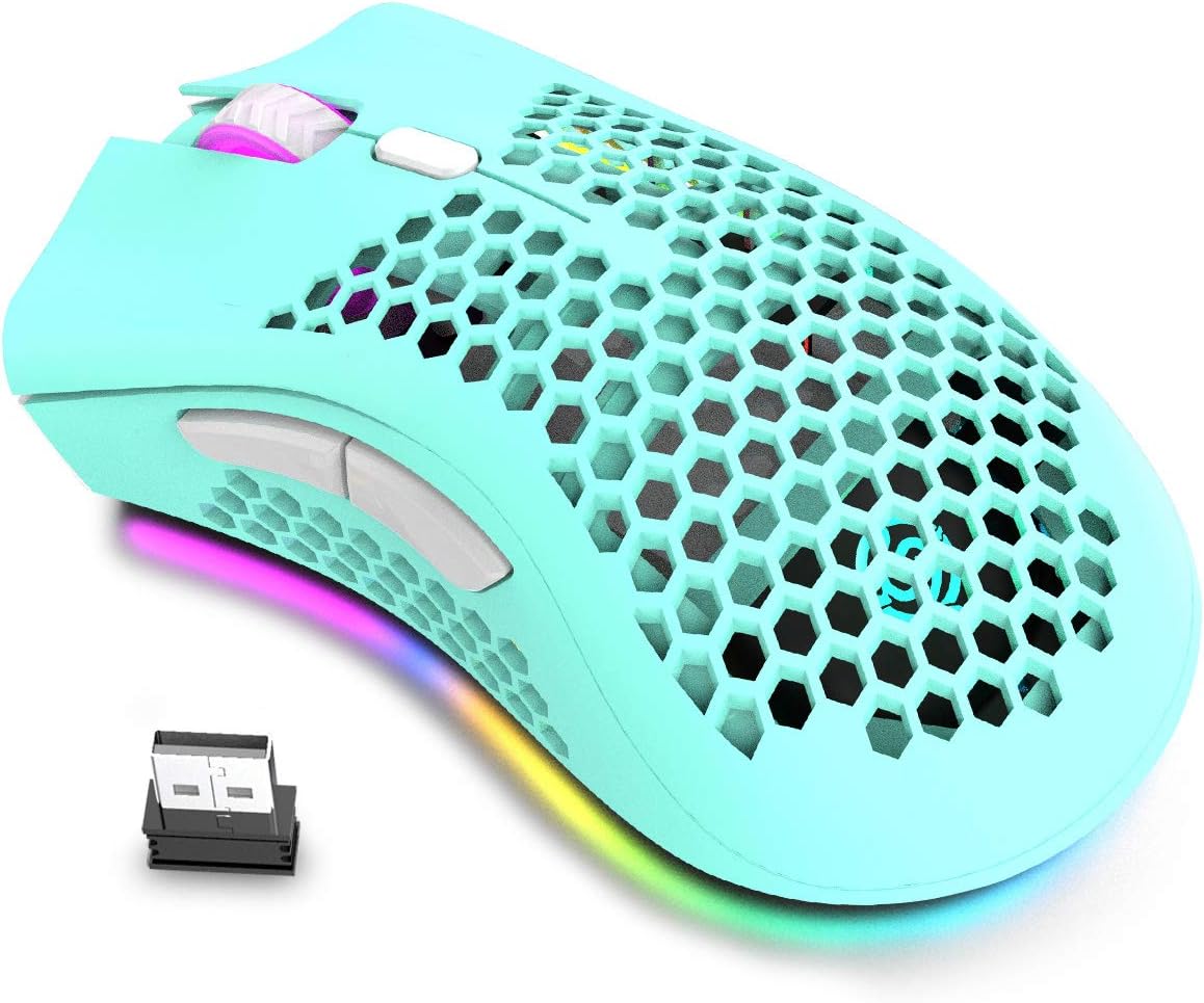 Wireless Lightweight Gaming Mouse, Ultralight Mice with RGB Backlit, 7 Button