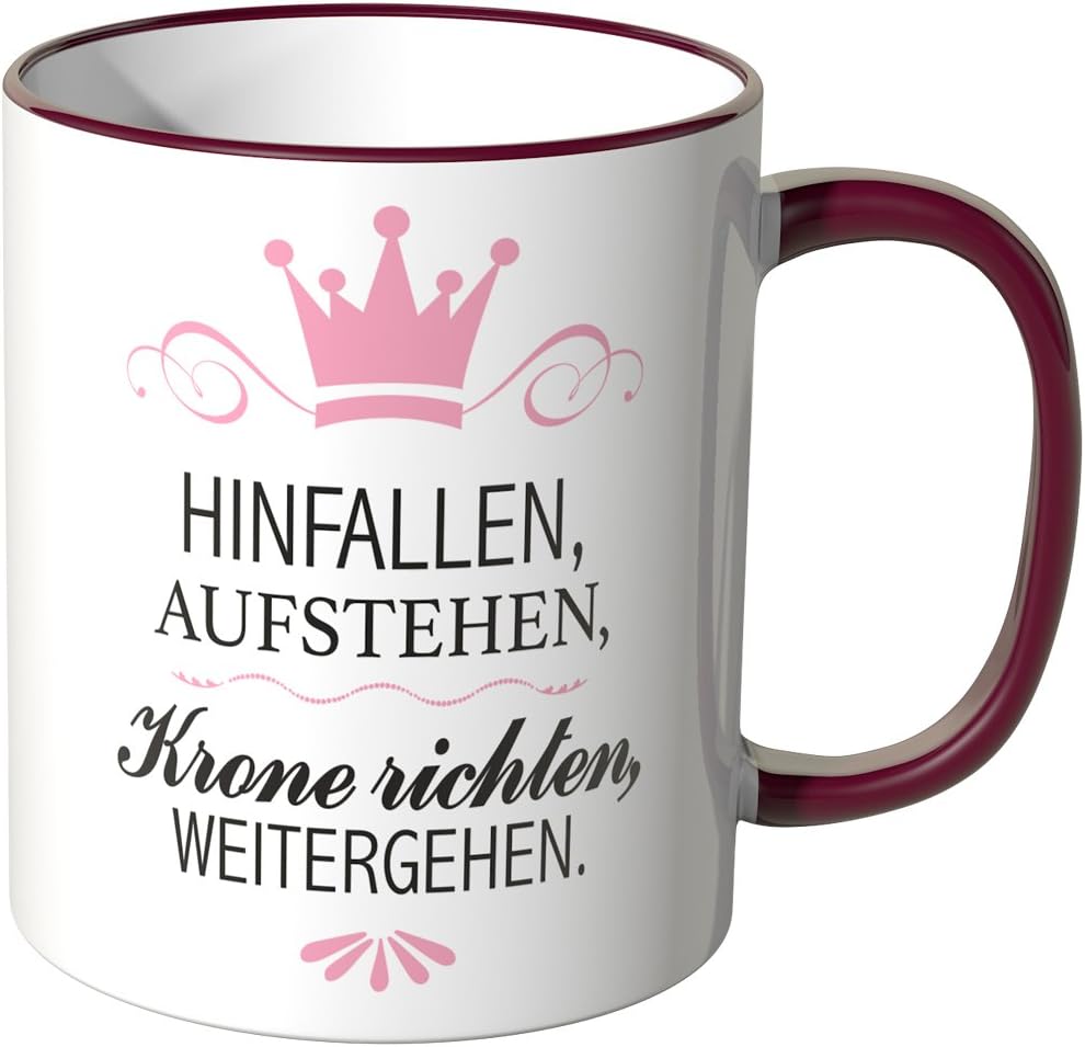 Wandkings® Tasse, Spruch HINFALLEN, AUFSTEHEN, Krone richten