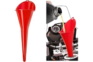 Long-Neck Oil Funnel for Automotive – Multi-Function Plastic Funnel for Oil, Gas & Lubricants – Universal Car Accessory (Red 