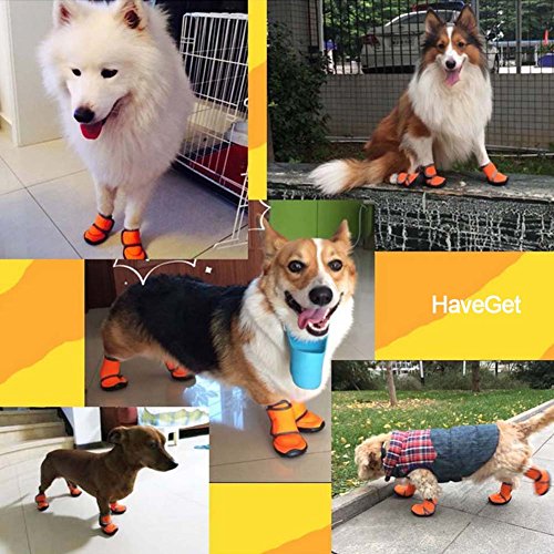Petbobi Waterproof Dog Shoes Fluorescent Orange Dog Boots Velcro and