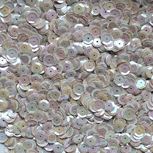 8mm Cup Sequins Beige Dark Ivory Opaque Iris Rainbow Iridescent Loose Facet Paillettes Made in USA
