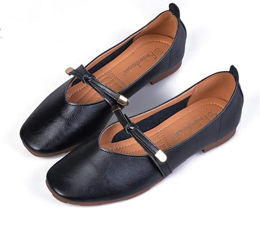 Amazon 実りの秋 フラットシューズ レディース スクエアトゥ ストラップ パンプス 婦人靴 ぺたんこ スリッポン フェミニン 美脚 歩きやすい 疲れにくい 滑り止め カジュアル 妊婦 通勤 結婚式 デート 実りの秋 パンプス