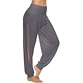 AvaCostume Womens Harem Yoga Pants Side Slit Sport Workout Sweatpants