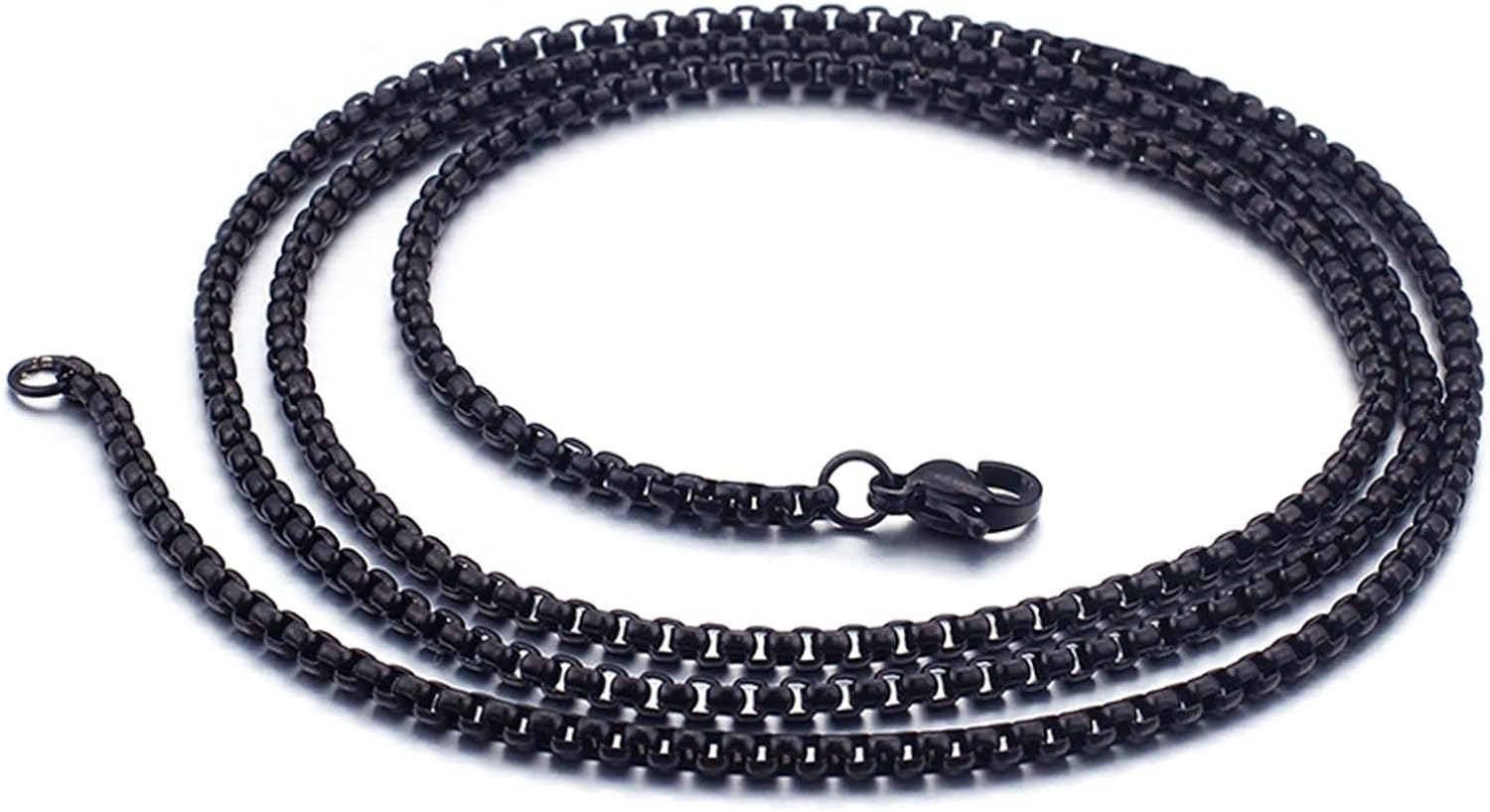 AueDsa Men Necklaces Chain,Belcher Chain Mens Stainless Steel Necklace Chain Black Mens