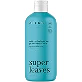 ATTITUDE Body Wash, EWG Verified Shower Gel, Dermatologically Tested, Plant and Mineral-Based, Vegan Personal Care Products, Extra Gentle, Unscented, 16 Fl Oz