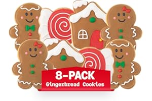 WANDERCRUMB | Gingerbread Cookies Gift Set | Hand-Decorated Christmas Cookies for Kids & Adults – 8 Pack Individually Wrapped | Christmas Cookie Boxes, Holiday Gift Baskets