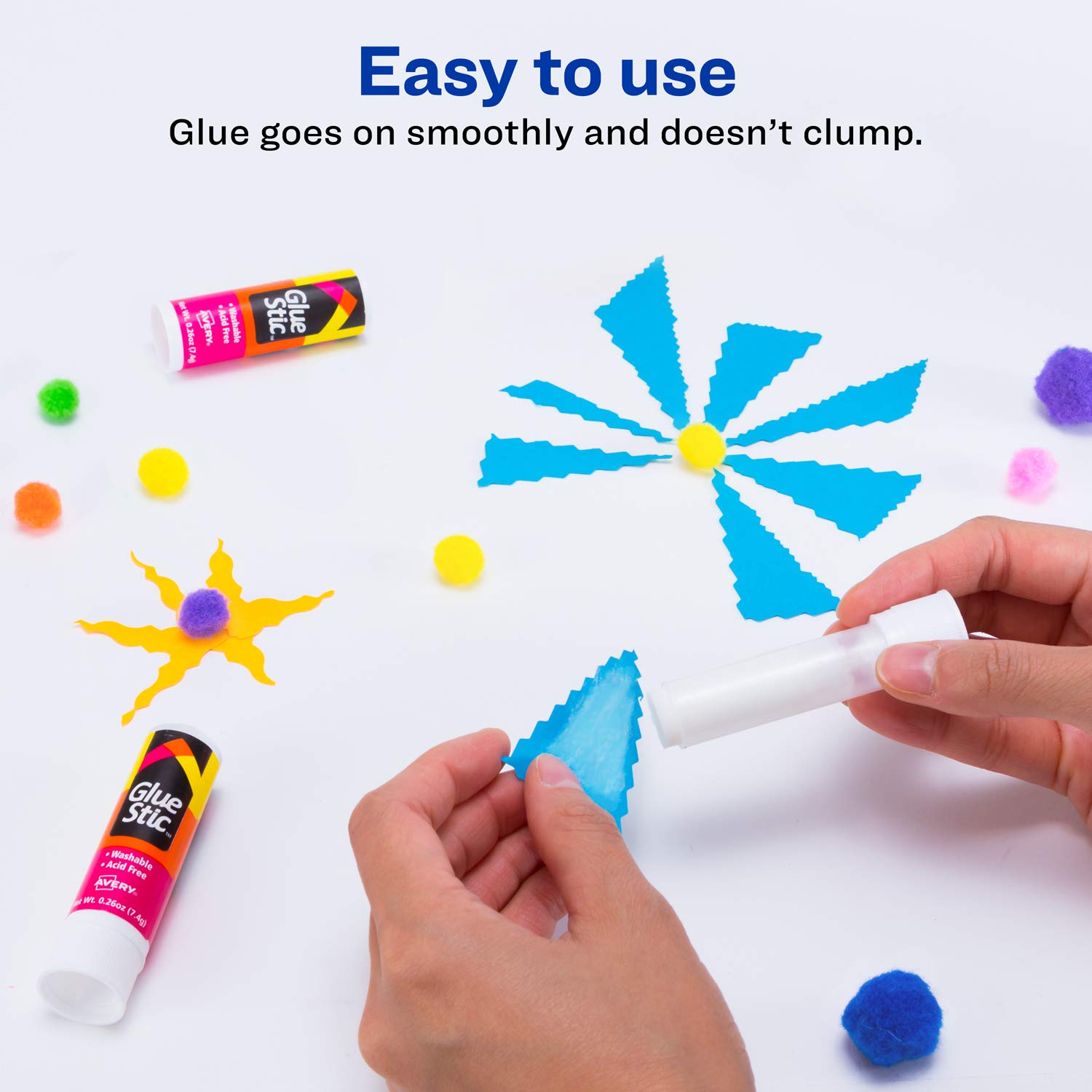 Avery Glue Stick White, Washable, Non-Toxic, 0.26 Oz. Permanent Glue Stic, 2pk (00171)