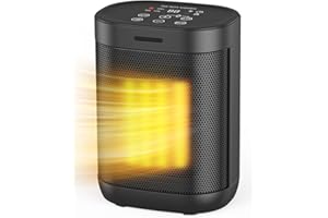 PEREYSI 1500W Space Heaters for Indoor Use, Portable Electric Heater with ECO Mode, 59-95°F Digital Thermostat, Child Lock, 24H Timer, Small Space Heater for Bedroom Office Living Room