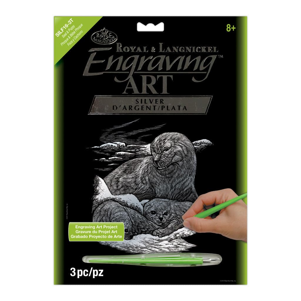 Royal & Langnickel Silver Engraving Art A4 Size Seal and Puppy Designed Painting Set
