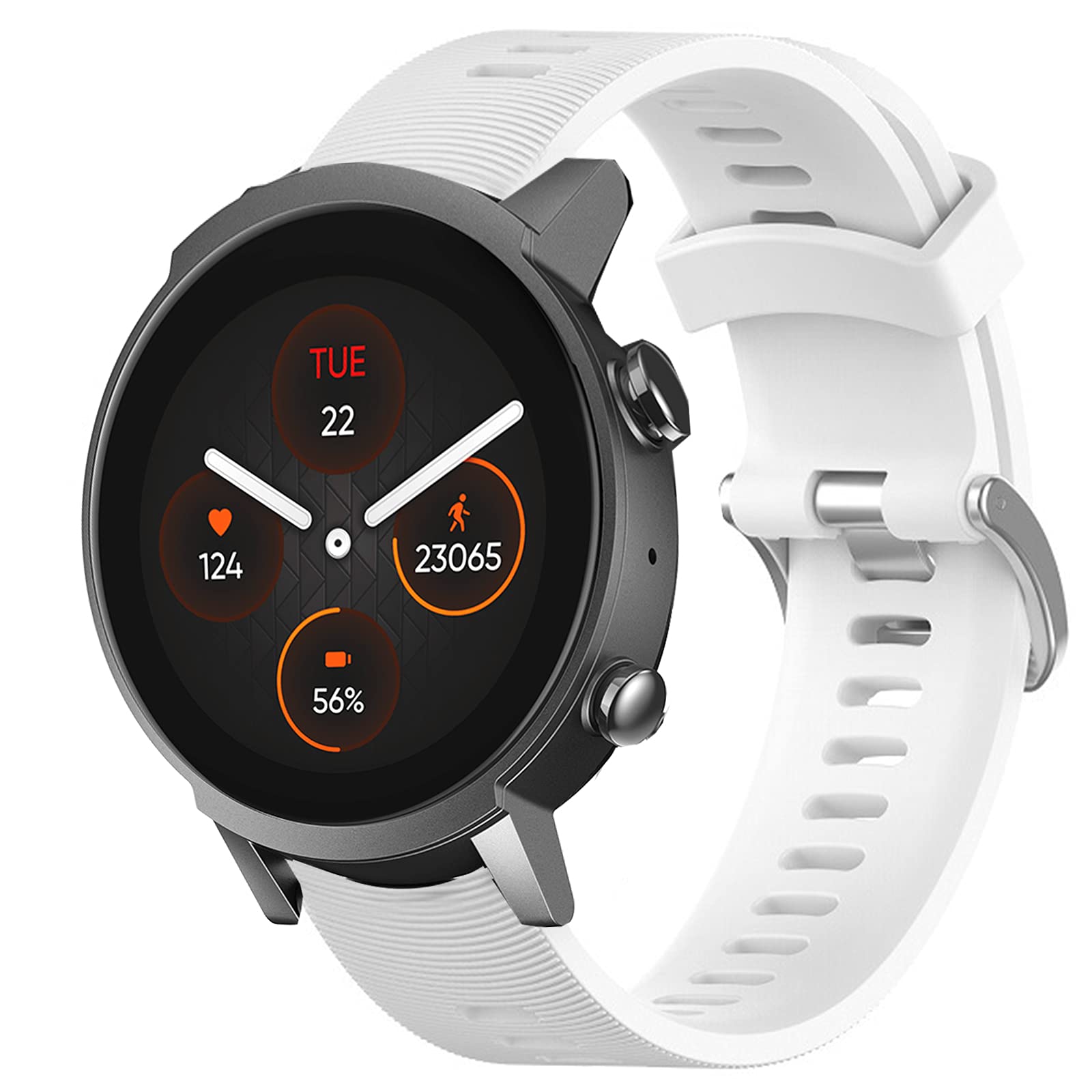 Giaogor Compatible with Ticwatch E3 Band, Sport Replacement Strap Soft Silicone Straps for Ticwatch E3 Smart Watch (White)