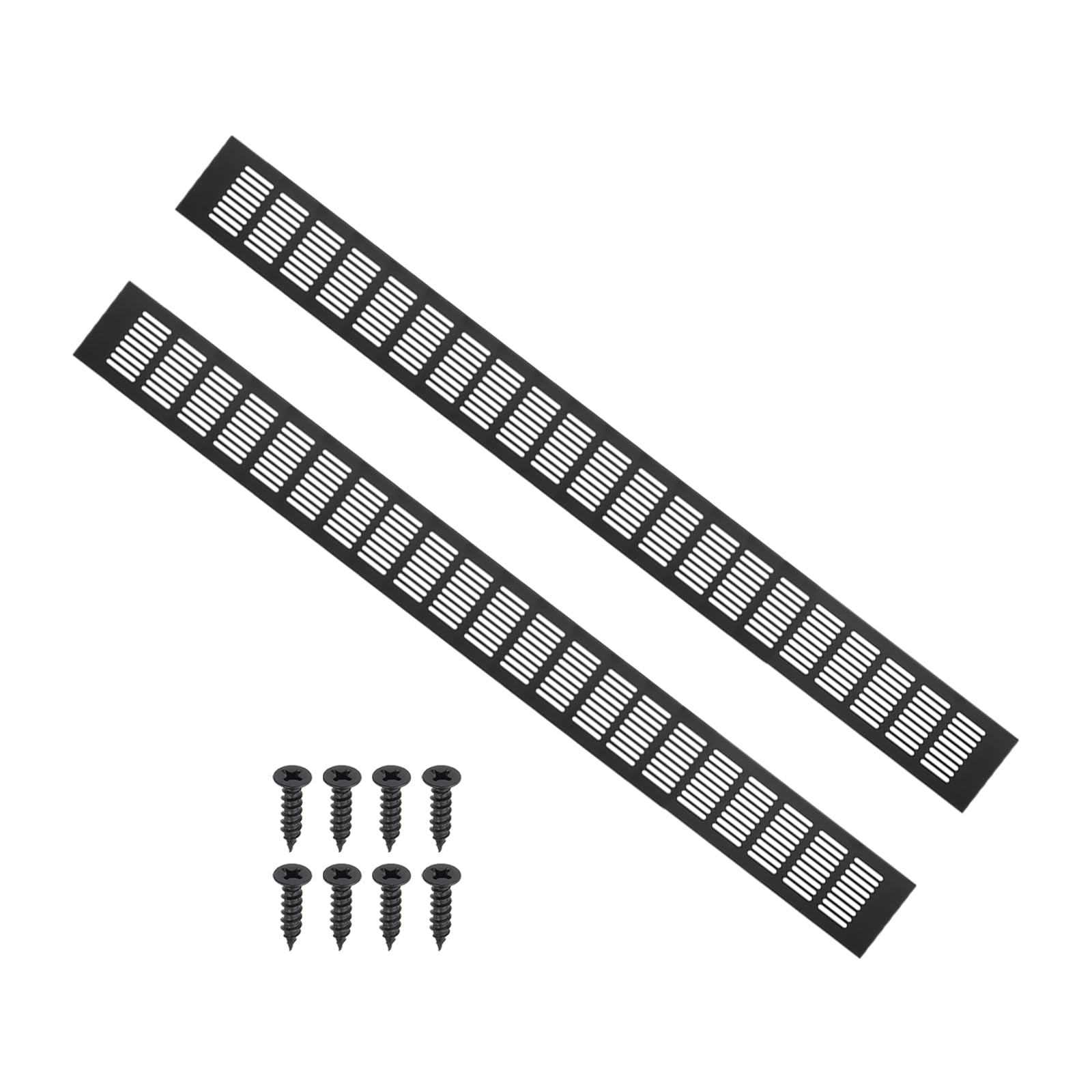 PATIKIL 31.5 x 3.2 Inch Door Air Vent Cover, 2pcs Aluminum Grille Ventilation Cover Louvered with Mounting Screws for Cabinet Wardrobe Door, Black