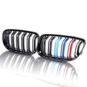 runmade Glossy Black M-Color Double Line Front Kidney Grille Grill For 2009-2011 E90 E91 323i 325i 328i 330i 335i LCI