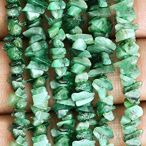 Natural Gemstone Chip Beads Free Form Shape, 1 Strand of 34" Choose Your Gemstone by GemmartUsa (Emerald)
