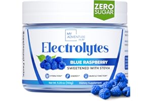 MY ADVENTURE TO FIT Zero Sugar - Blue Raspberry Electrolytes Powder - Refreshing Hydration - Caffeine Free Energy - All Natural Ingredients - Vegan, Keto and Paleo - Sugar Free Electrolyte Powder Drink Mix - 37 Servings