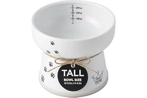 Necoichi Elevated Cat Water Bowl – Ceramic Raised Cat Bowl, Prevents Neck & Whisker Fatigue – Dishwasher & Microwave Safe – Pet Water Bowl for Cats (Cat, Extra Tall)