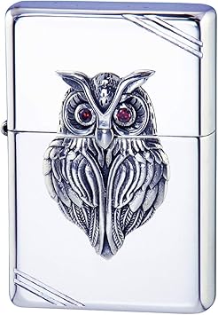 Amazon Co Jp Zippo ジッポーライター ジッポライター かっこいい ラッキーチャーム フクロウ ふくろう 梟 スターリングシルバー 純銀ジッポー 高級ライター オイルライター メタル貼り お守り 運気上昇 豪華メタル サイドメタル スポーツ アウトドア