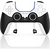 GioMay Pro Wireless Controller Compatible with PS5 &ndash; Hall Effect Joysticks, Bluetooth 5.3, Programmable Back Buttons, Dual Vibration, 6-Axis Gyro, Works with PC, Steam, iOS &amp; Android (white)