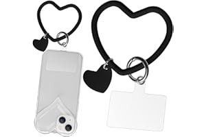 Naiadiy Silicone Heart Loop Phone Lanyard, Cell Phone Hand Wrist Lanyard Strap with Key Chain Holder, Universal for Phone Case Anchor Fit All Smartphones-Black